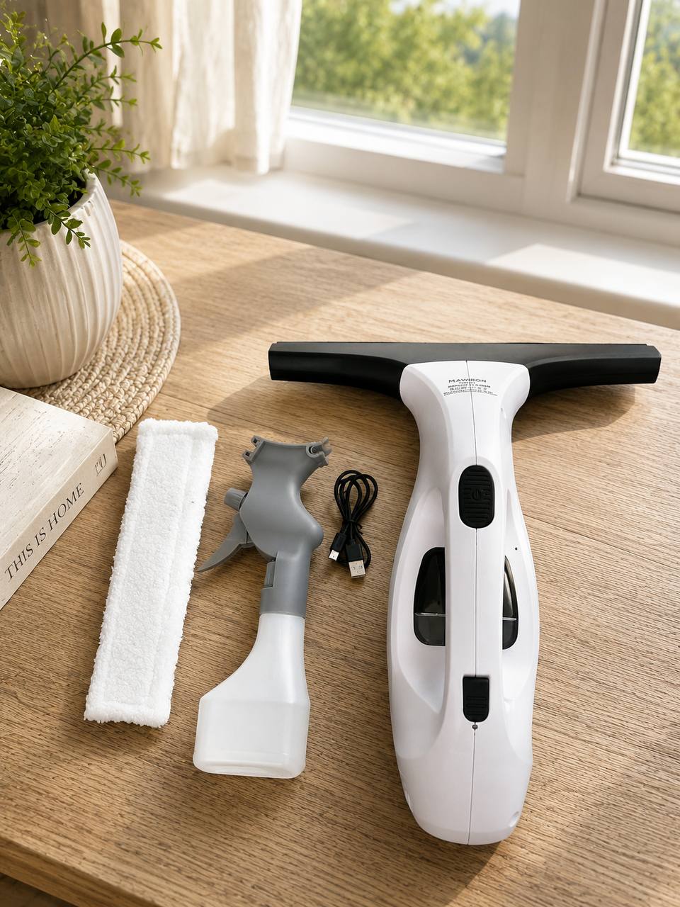 Cordless Rechargeable Window Cleaner with Vacuum and Spray Bottle 3