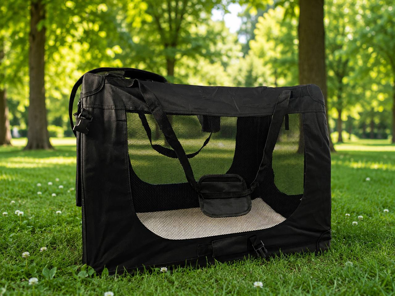 Переноска для собак и кошек Lionto XXL 90×61×65 см, складная, черная 2