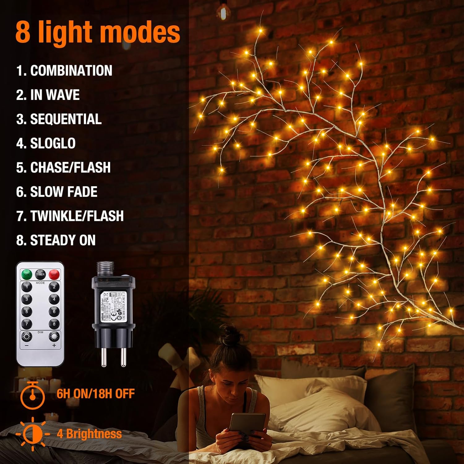 Lampki dekoracyjne LED – Gałązki DIY 96 LED Warm White 4