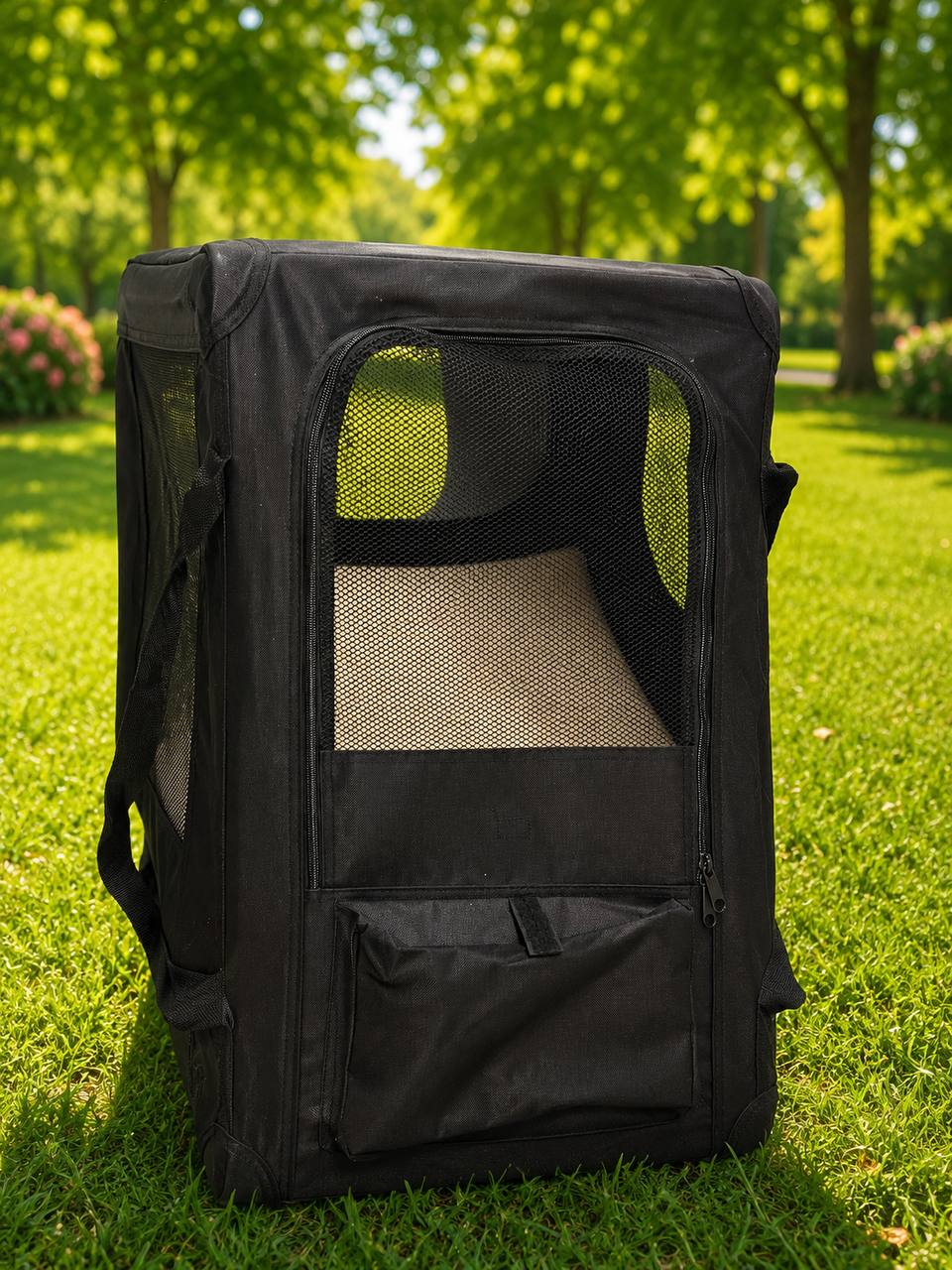Переноска для собак и кошек Lionto XXL 90×61×65 см, складная, черная 3