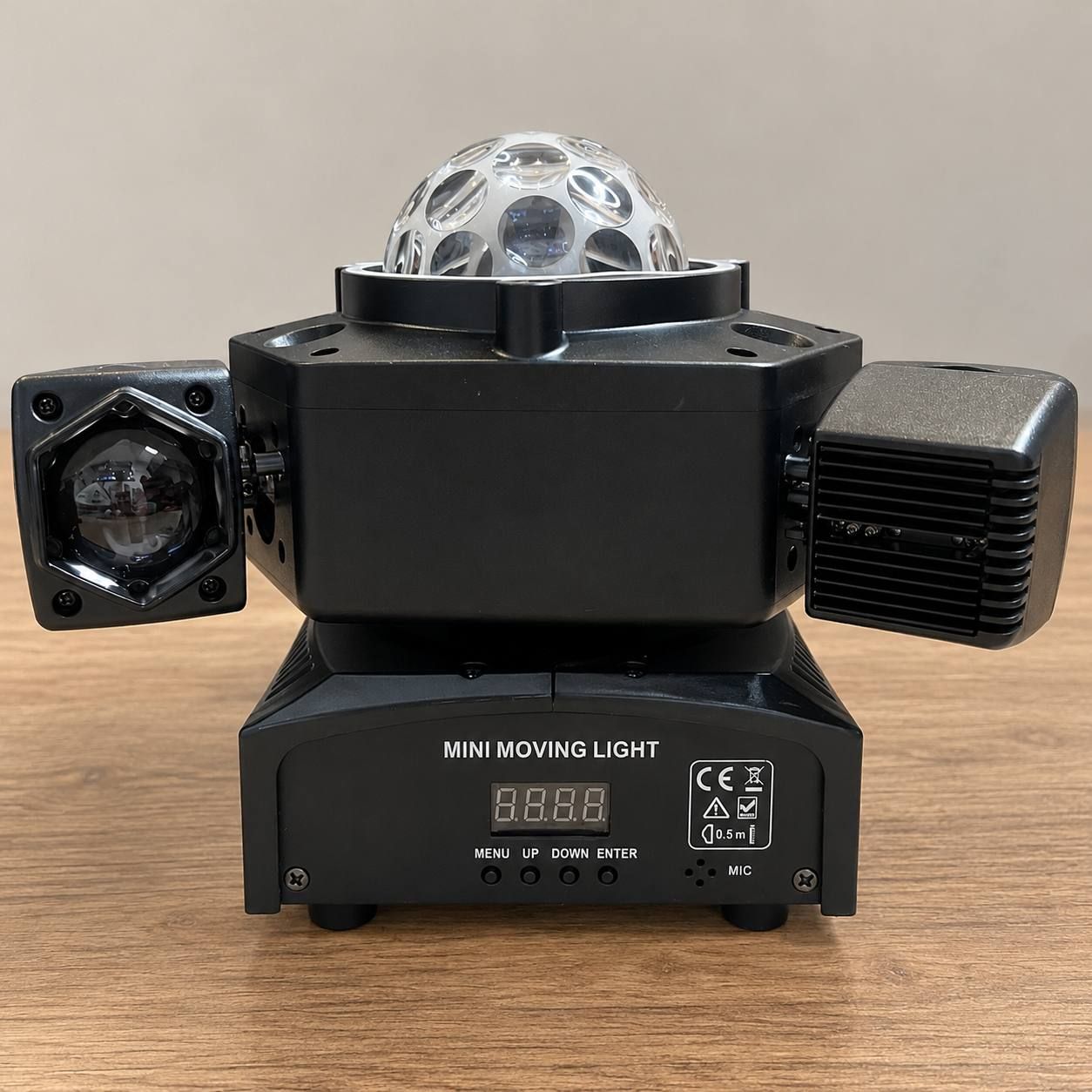 Mini moving head LED z kulą dyskotekową, 3 głowice ruchome, sterowanie DMX 512 2