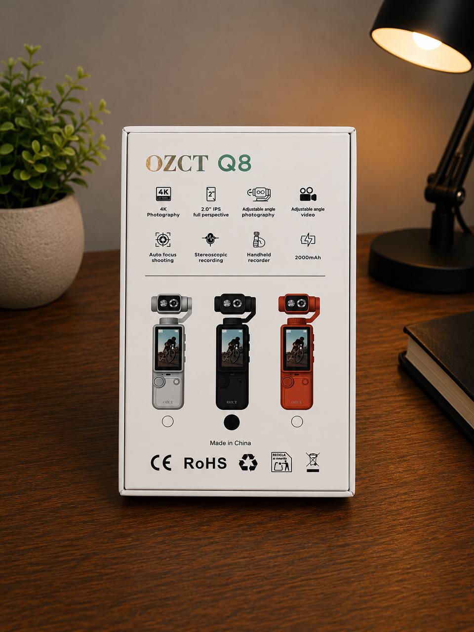 4K-камера OZCT Q8 с поворотным на 180° объективом и экраном 3