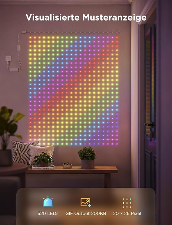 Govee Curtain Lights 2 H70B3 – Inteligentna Kurtyna LED RGBIC 1.5x2m 7