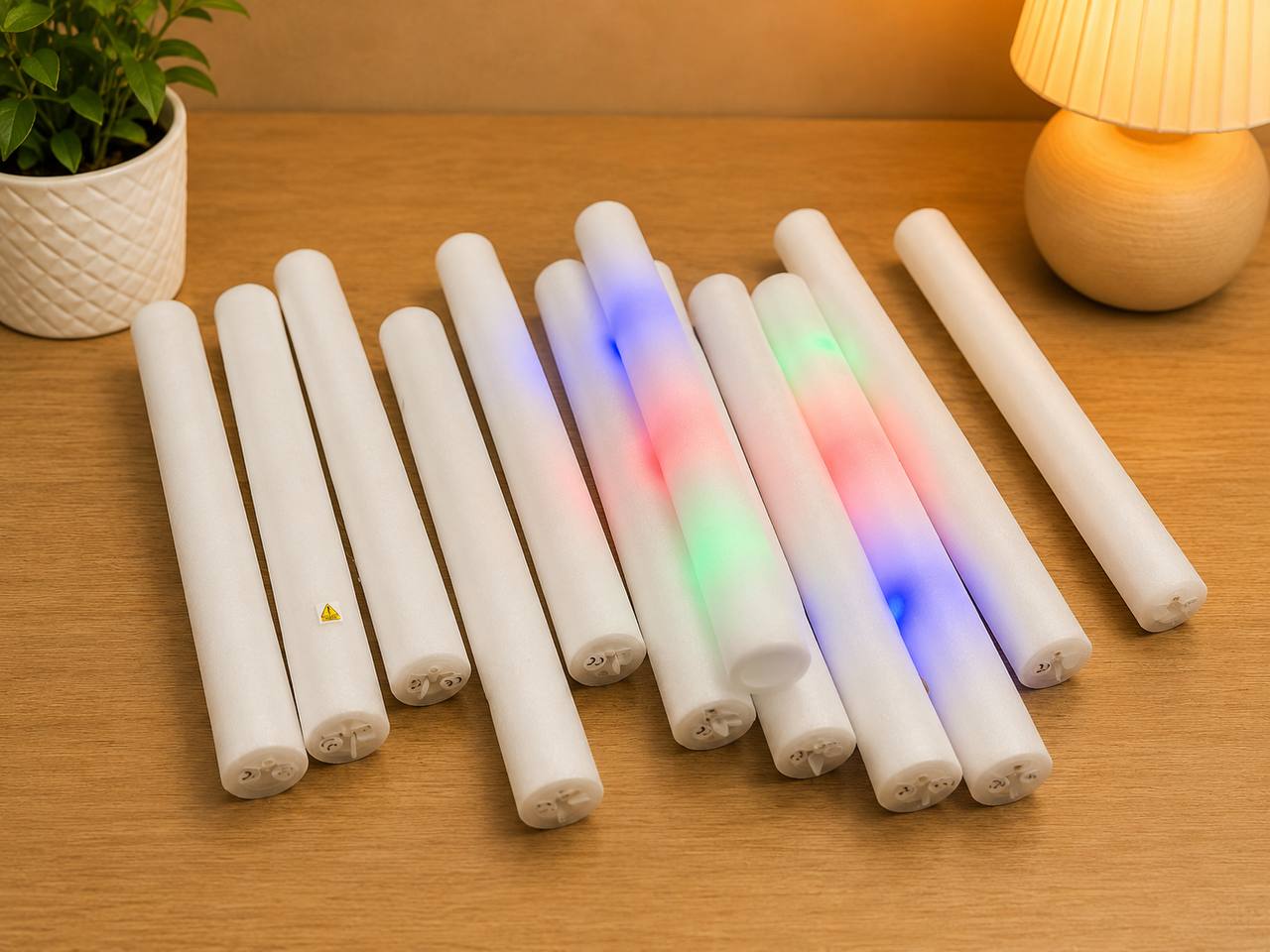 Glow-in-the-dark LED batons made of soft foam for children
