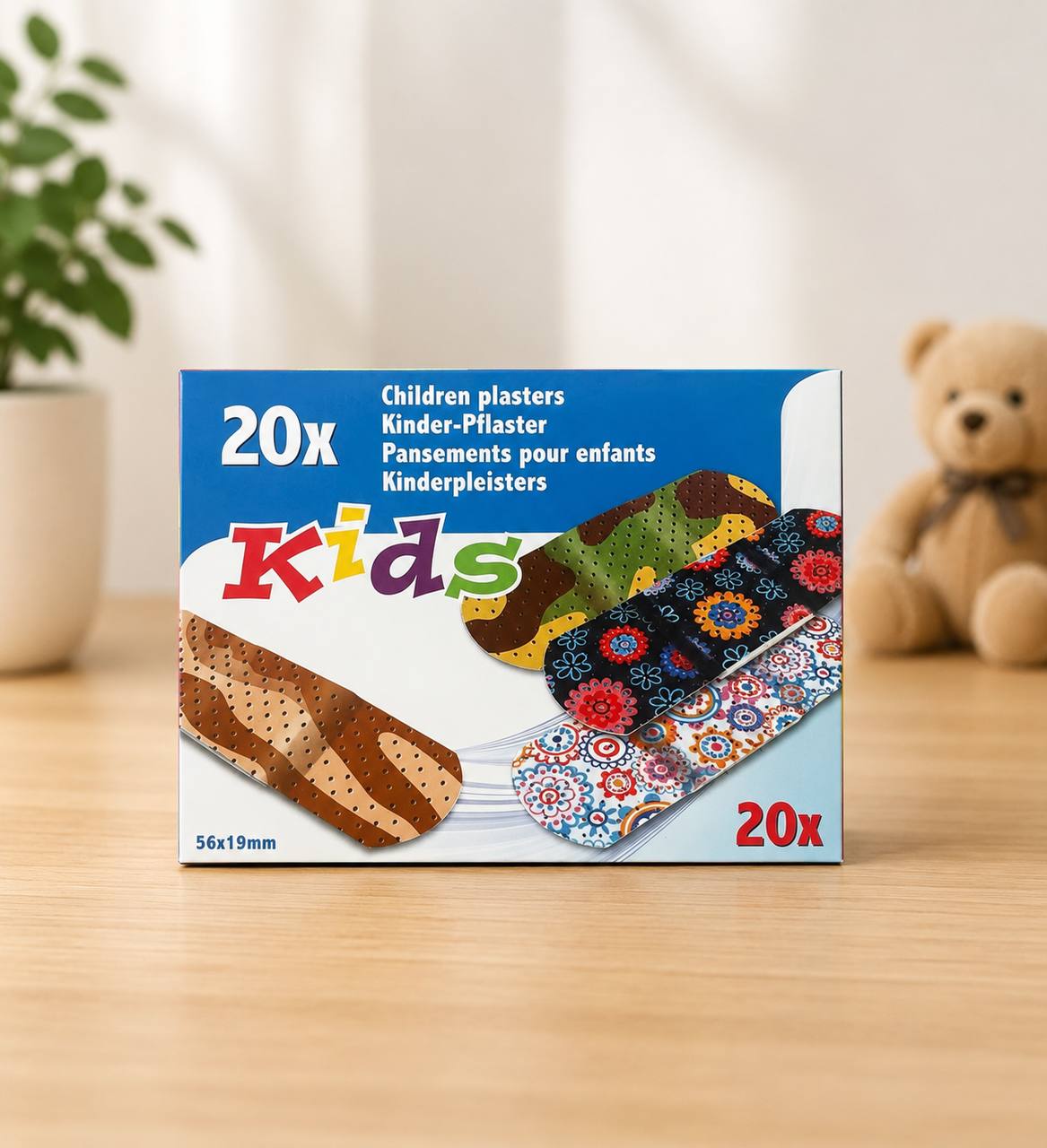 Plastry dla dzieci 20 szt. Kolorowe opatrunki 56×19 mm