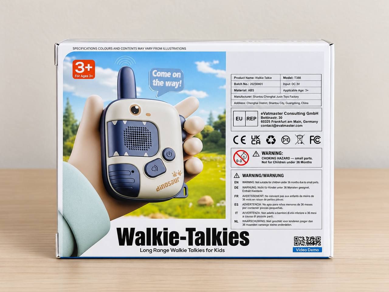 Dinosaur-shaped walkie-talkies for kids, set of 2 (blue and green) 2