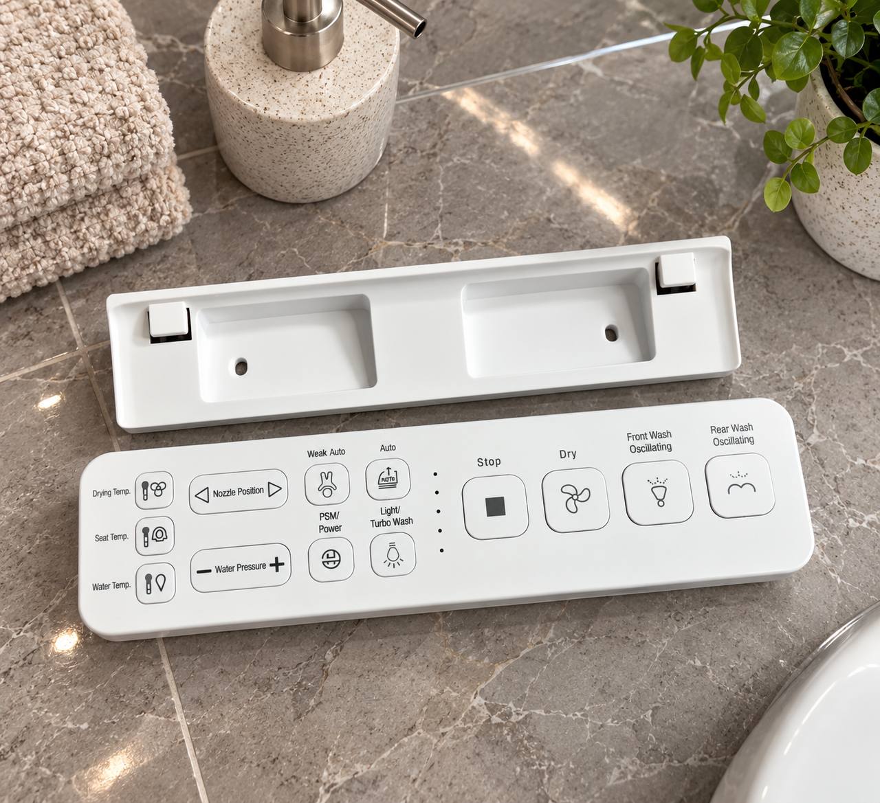 Smart toilet seat with bidet, drying, and heating functions 7