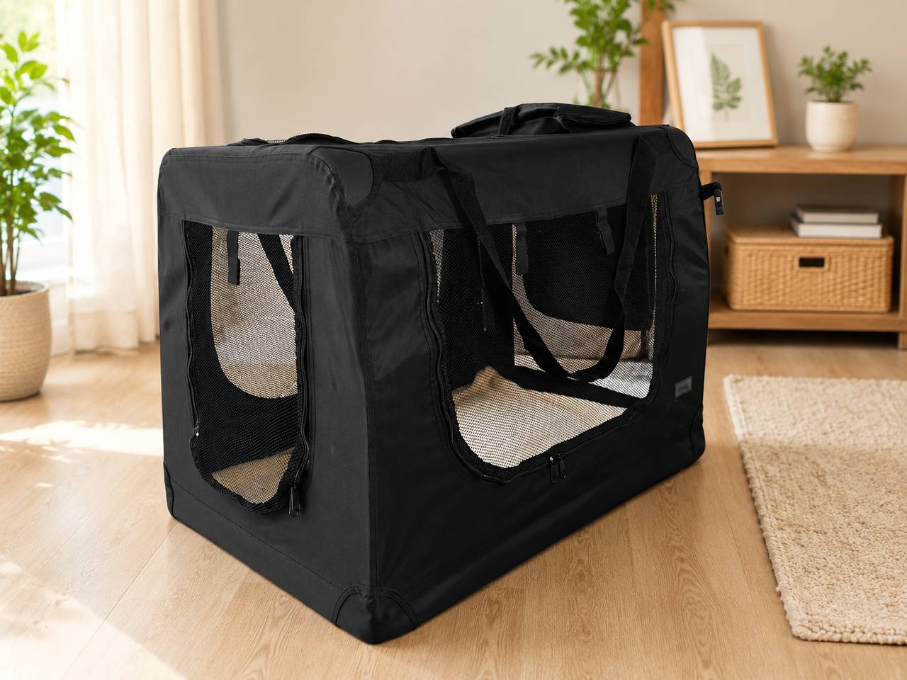 Переноска для собак и кошек Lionto XXL 90×61×65 см, складная, черная 6