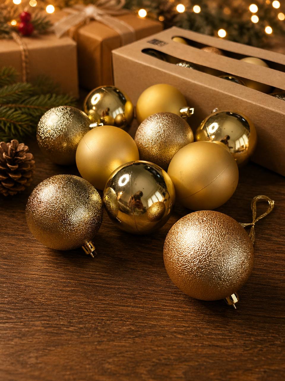 ARTI CASA Gold Christmas Tree Ornaments, 10-piece set, 6 cm 2