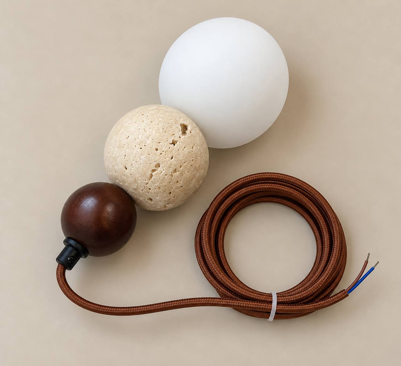 Modern-style pendant lamp – glass sphere and decorative elements 2
