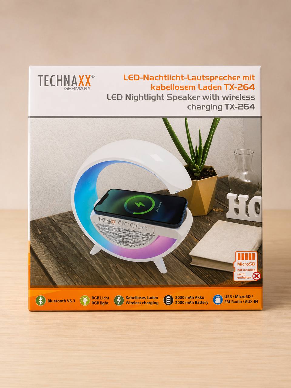 Głośnik Bluetooth TECHNAXX TX-264 z lampką LED i ładowarką bezprzewodową 3w1