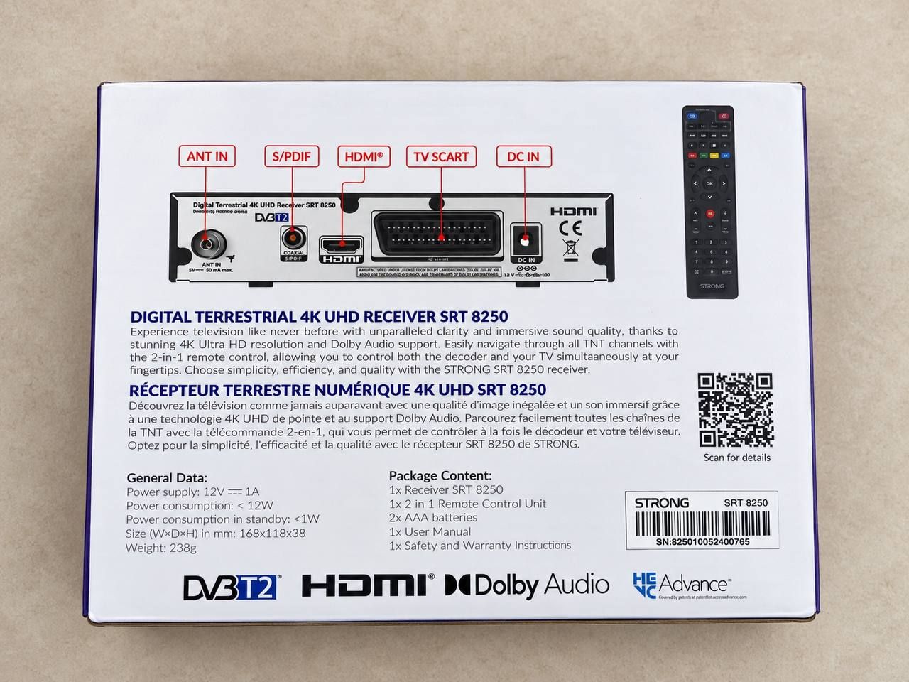 Tuner DVB-T2 4K UHD Strong SRT 8250 do odbioru naziemnej telewizji cyfrowej 2