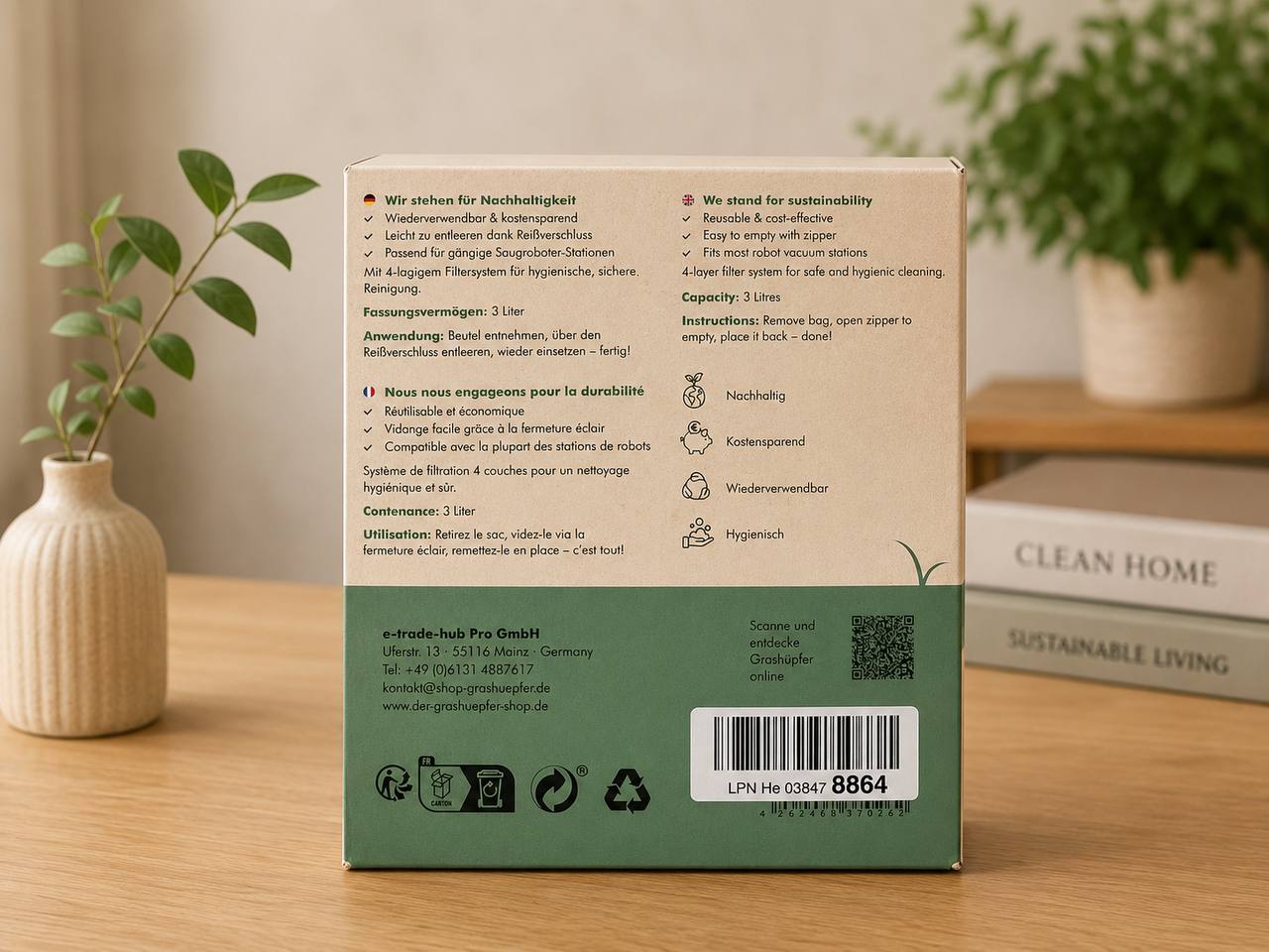 Worki do stacji opróżniającej Ecovacs ReUseMe – 3 szt. 2