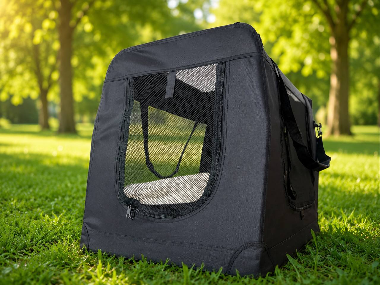 Переноска для собак и кошек Lionto XXL 90×61×65 см, складная, черная 5