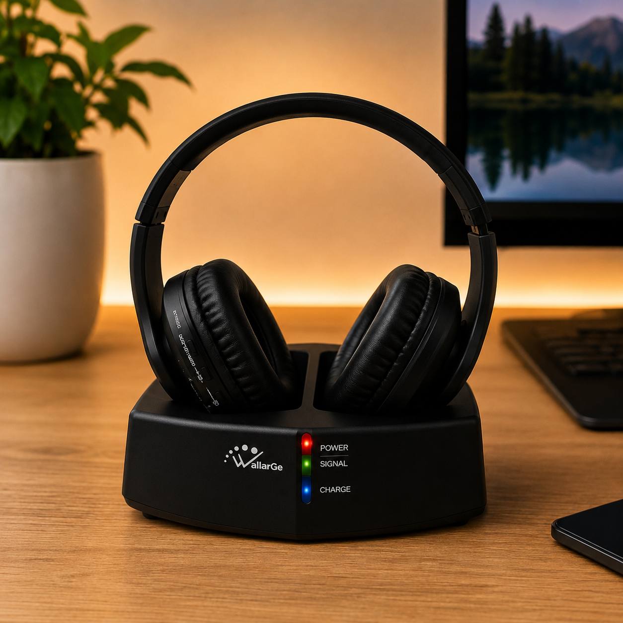 WallarGe 5.8 GHz Wireless Headphones for TV – 100 m Range 2