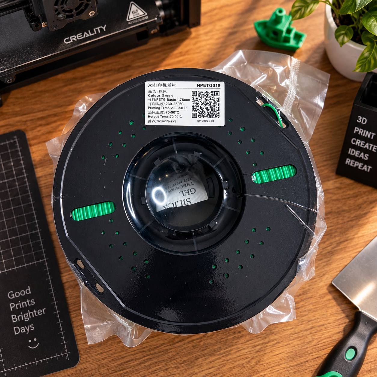 Filament PETG Zielony 1,75 mm 1 kg KINGROON do drukarki 3D 3