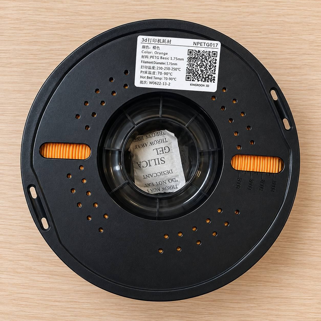 1.75 mm Orange PETG Filament for Kingroon 3D Printers 3