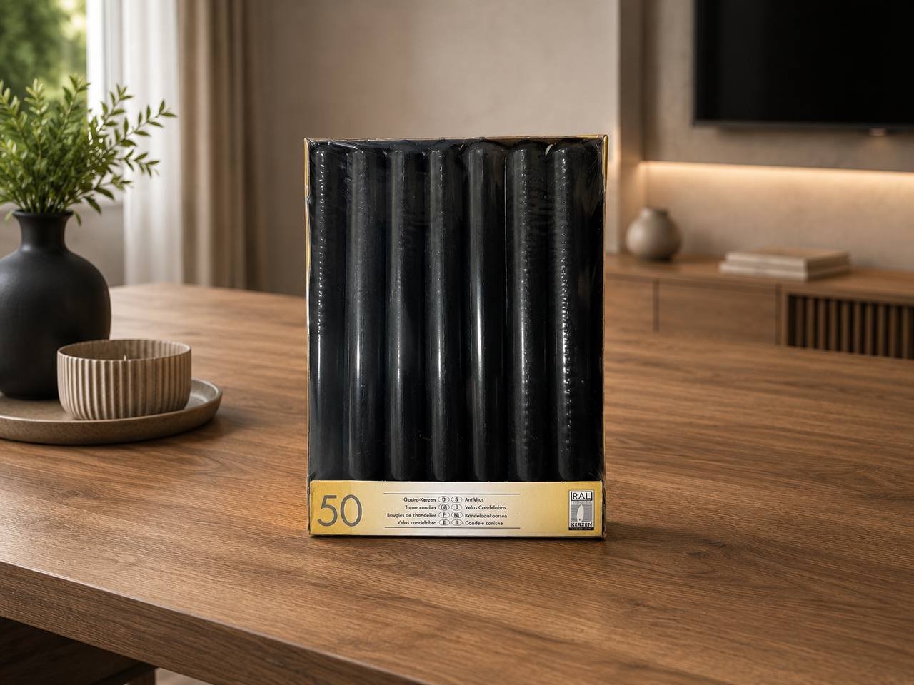 Świece Stołowe PAPSTAR Czarne 25 cm – 50 szt. 2
