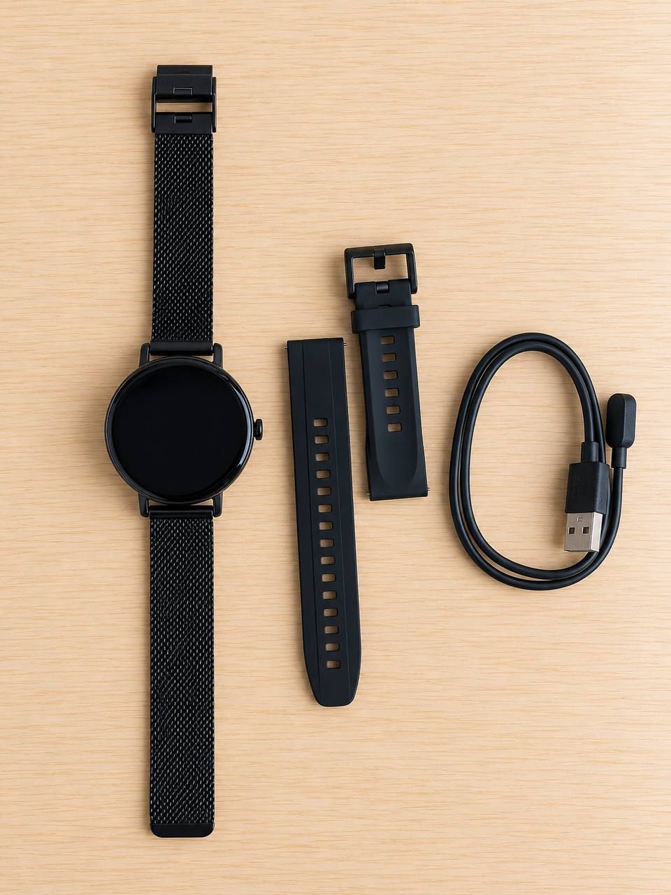 Smartwatch TOOBUR DR05 czarny z paskiem siatkowym i silikonowym 3