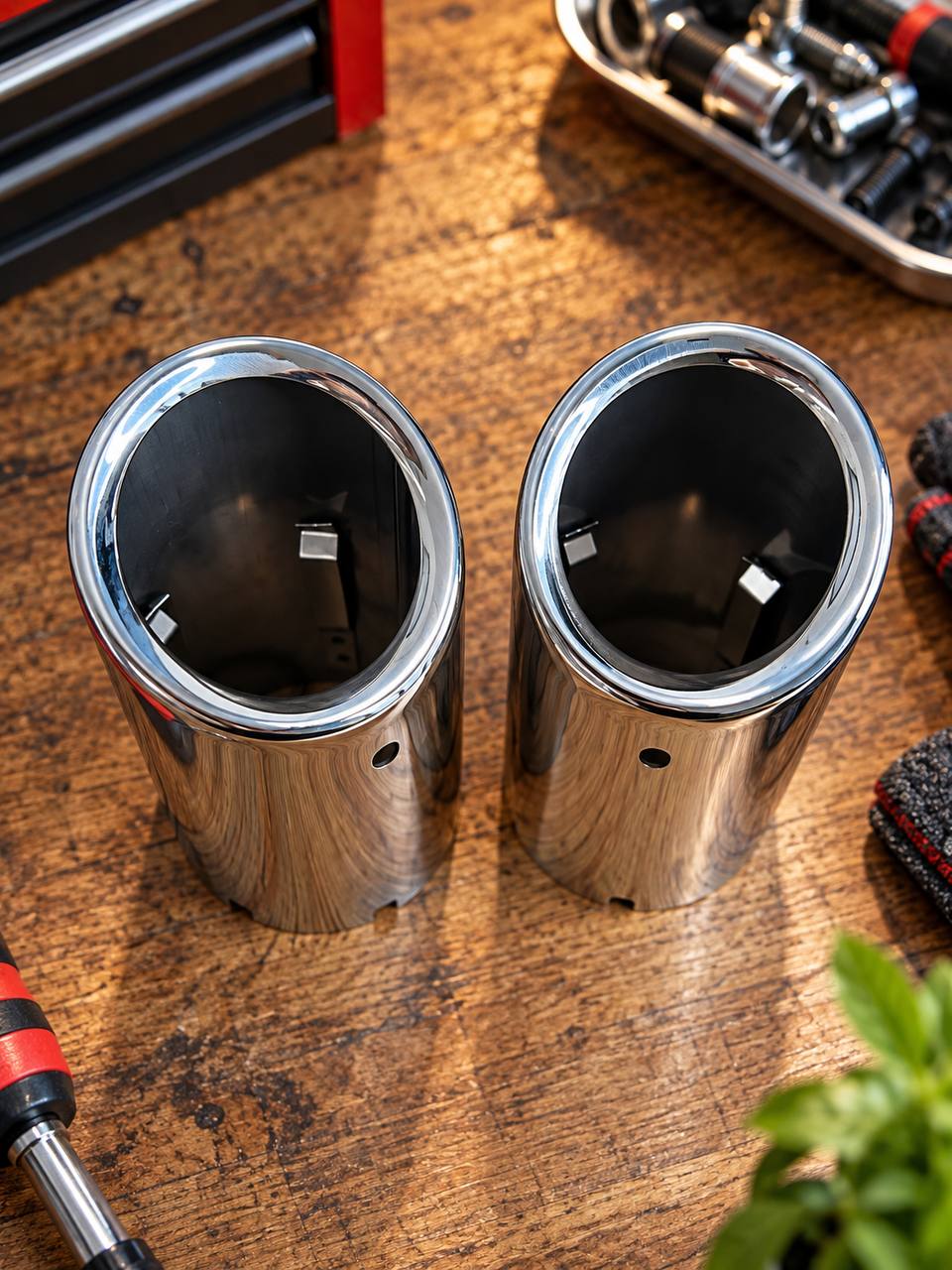 Chrome exhaust tips, set of 2, universal fit 2