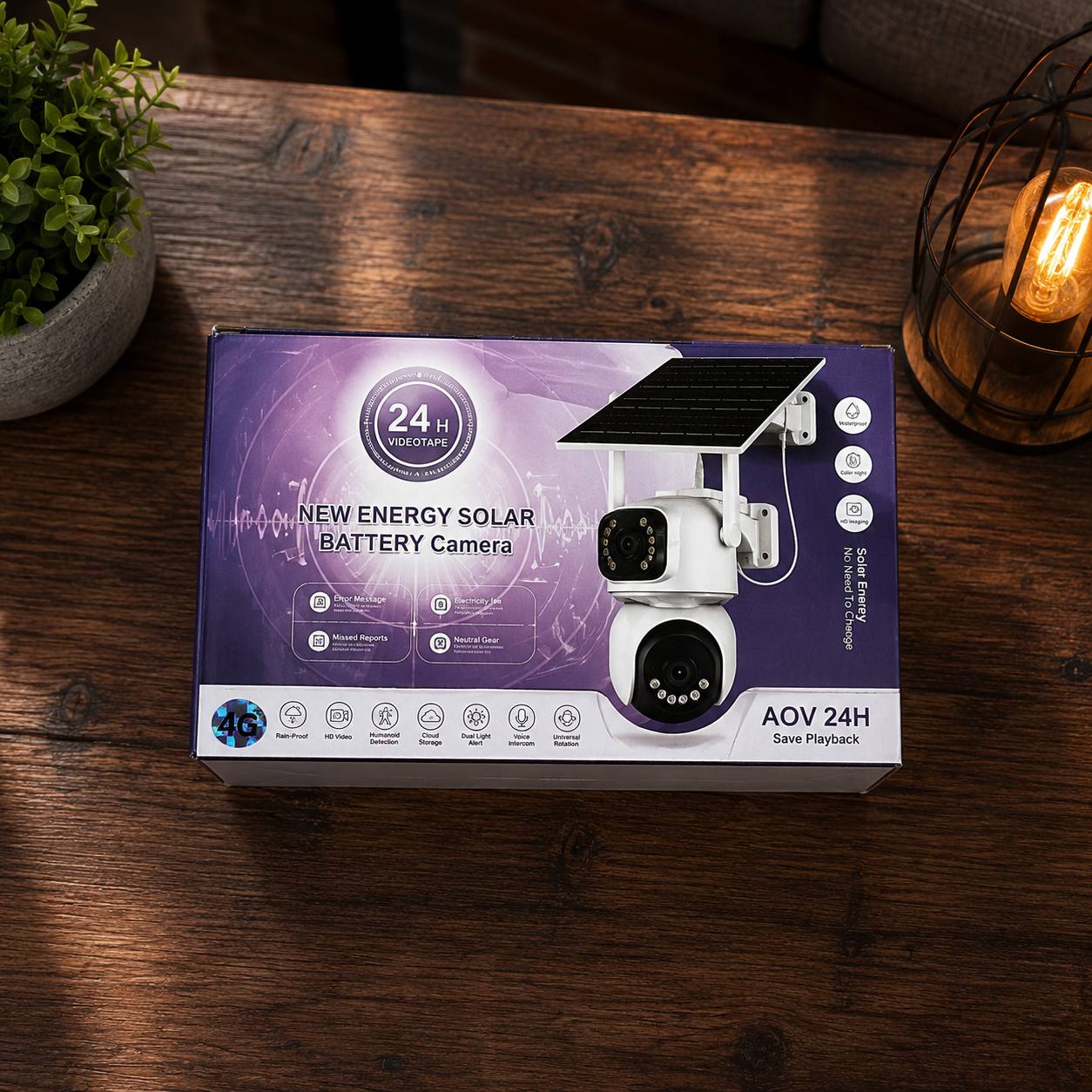 AOV 24H 4G Security Camera with Solar Panel