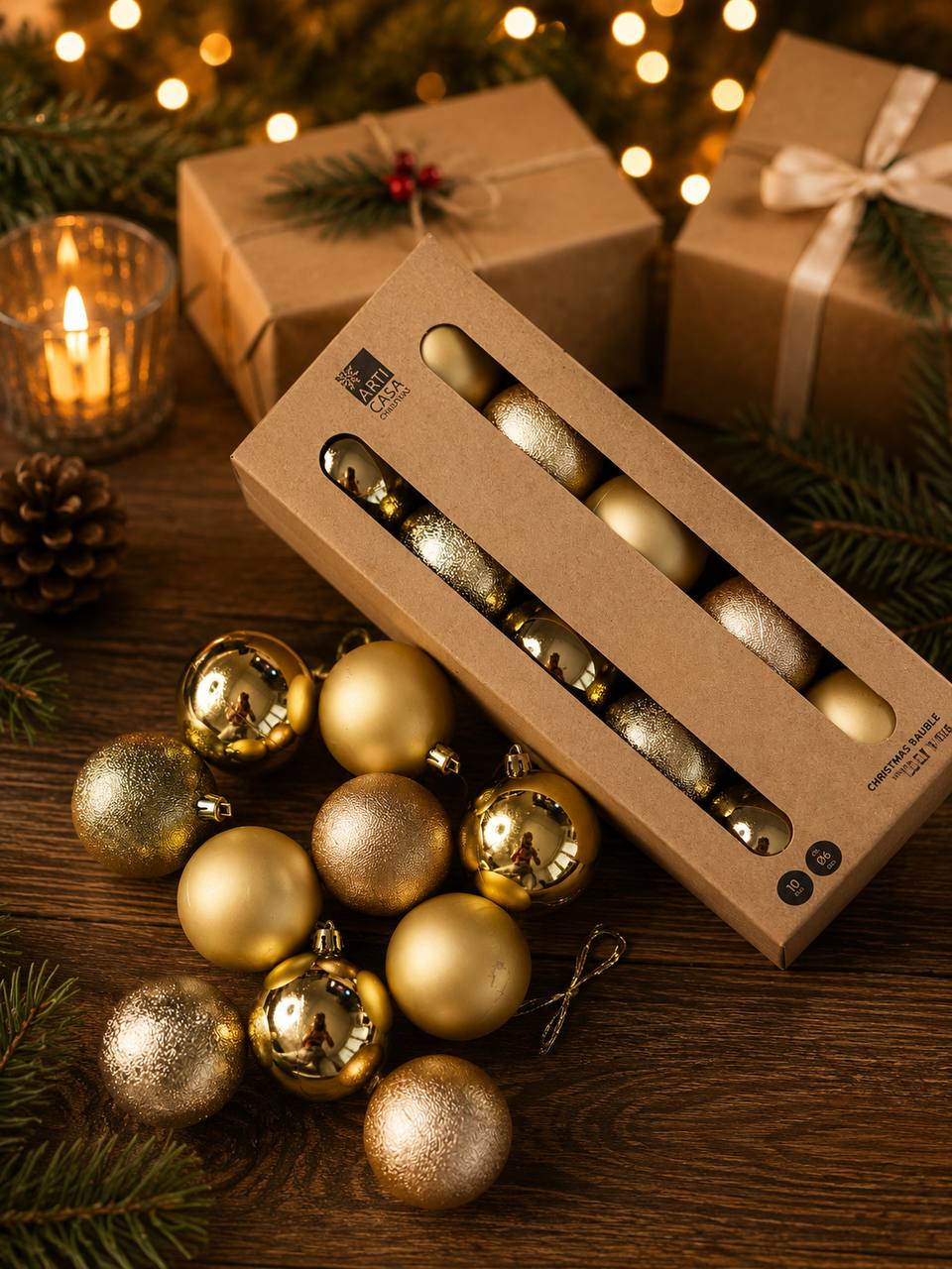ARTI CASA Gold Christmas Tree Ornaments, 10-piece set, 6 cm 3