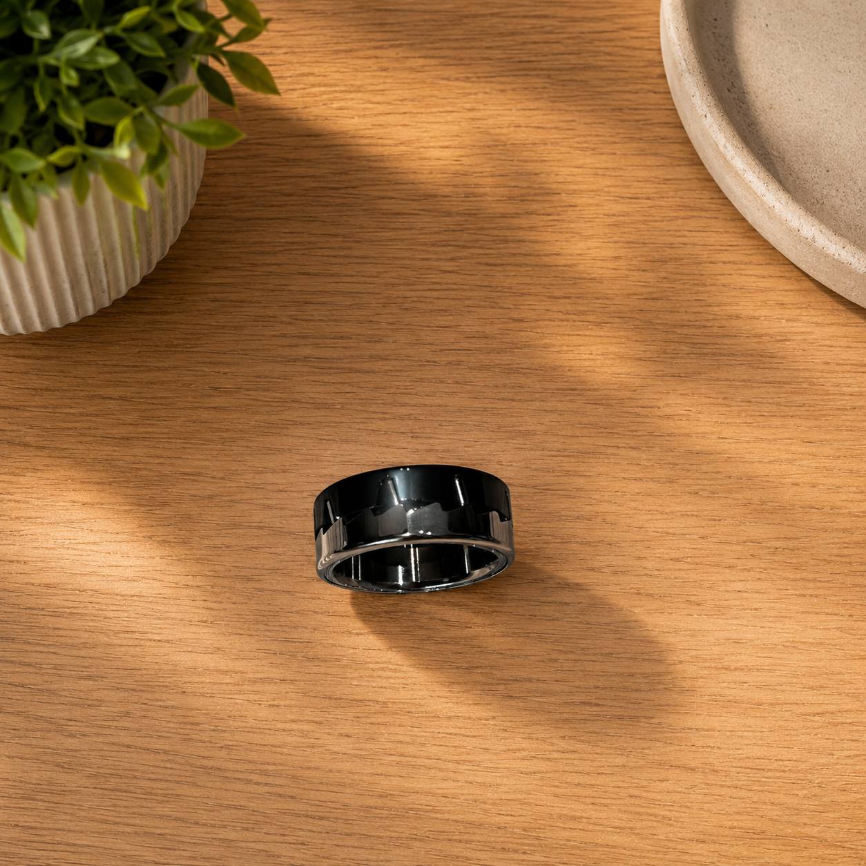 Pierścień antystresowy obrotowy czarno-srebrny r. 22 Spinner Ring