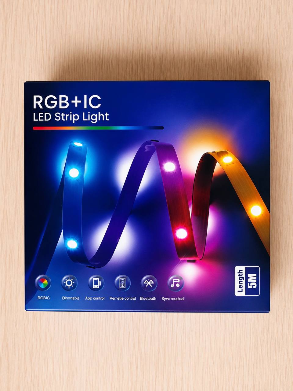 Taśma LED RGB+IC 5 m z pilotem i Bluetooth