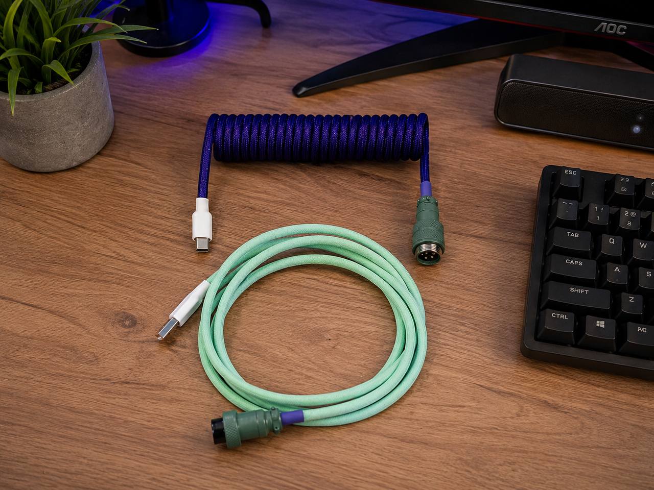 Kabel Ducky DKCC-IRCNC1 USB-A USB-C 1.8m Aviator Spiralny