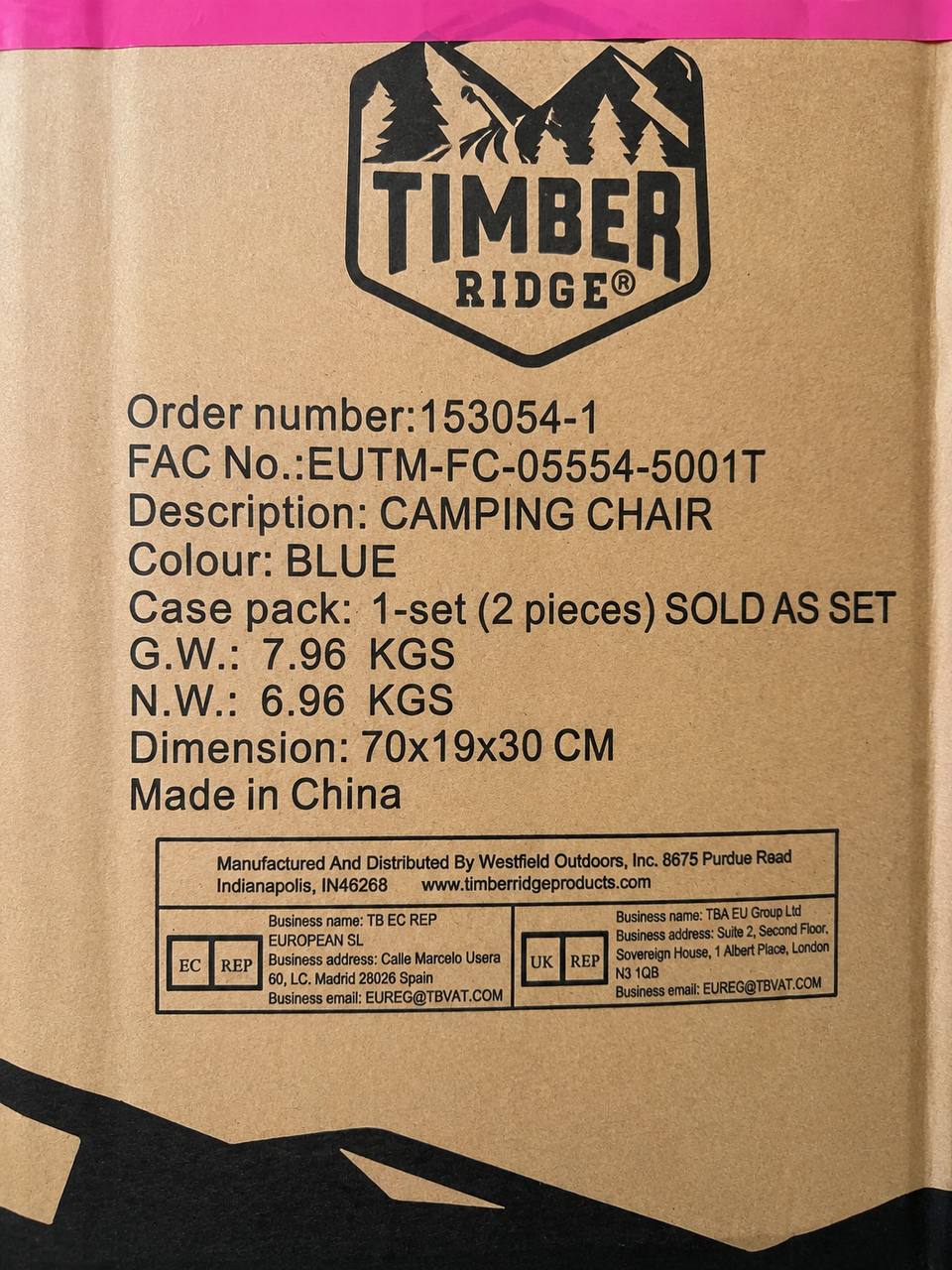 Набор из 2 кемпинговых стульев Timber Ridge — складные, туристические, синие 4