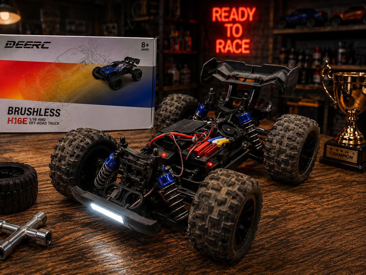 DEERC H16E 1:16 4WD Brushless – Samochód RC do 30 km/h | 2 Akumulatory 3