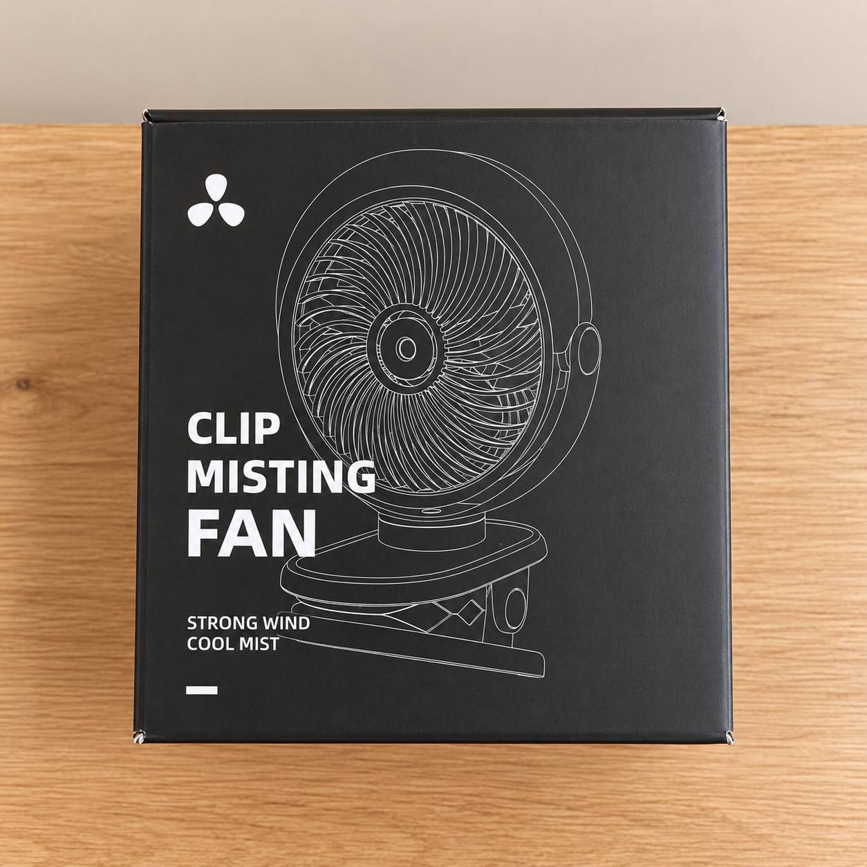 Clip-On Fan with Humidification: Clip Misting Fan 10 W with USB-C Power Supply