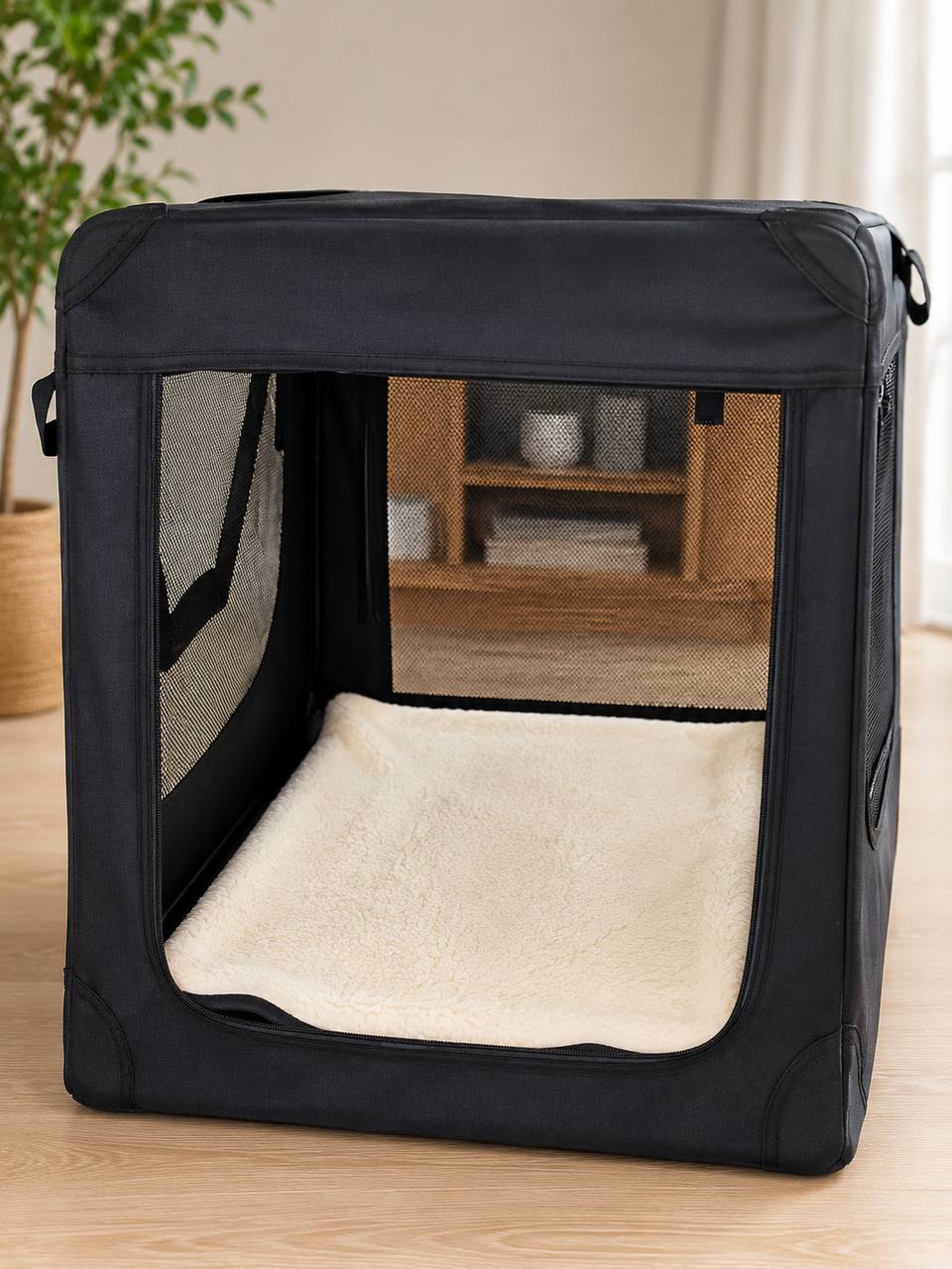 Переноска для собак и кошек Lionto XXL 90×61×65 см, складная, черная 7