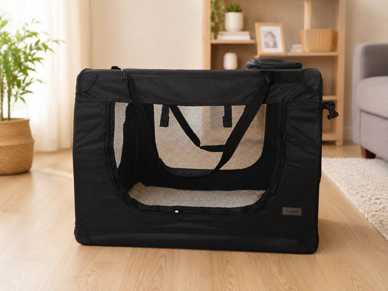 Переноска для собак и кошек Lionto XXL 90×61×65 см, складная, черная 9