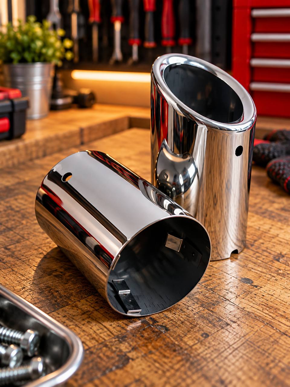 Chrome exhaust tips, set of 2, universal fit