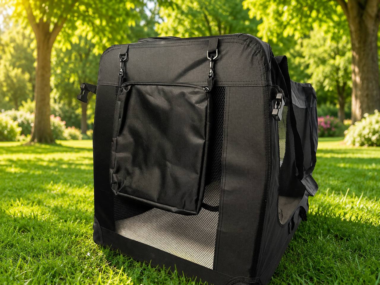 Lionto XXL Dog and Cat Carrier, 90×61×65 cm, Foldable, Black