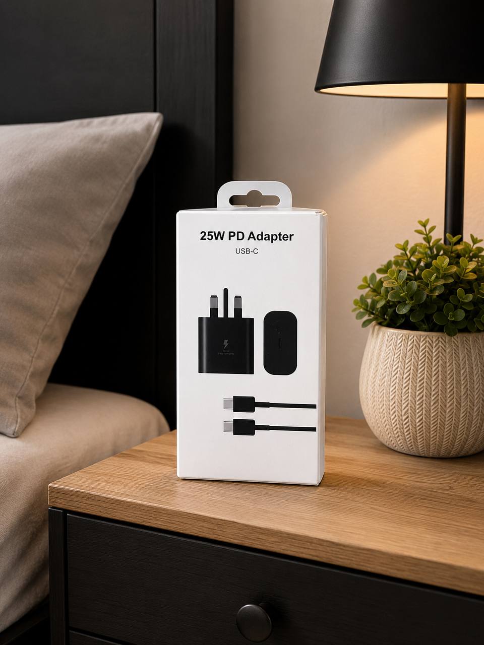 Сетевое зарядное устройство 25 Вт PD с разъемом USB-C Type-G и кабелем USB-C 2