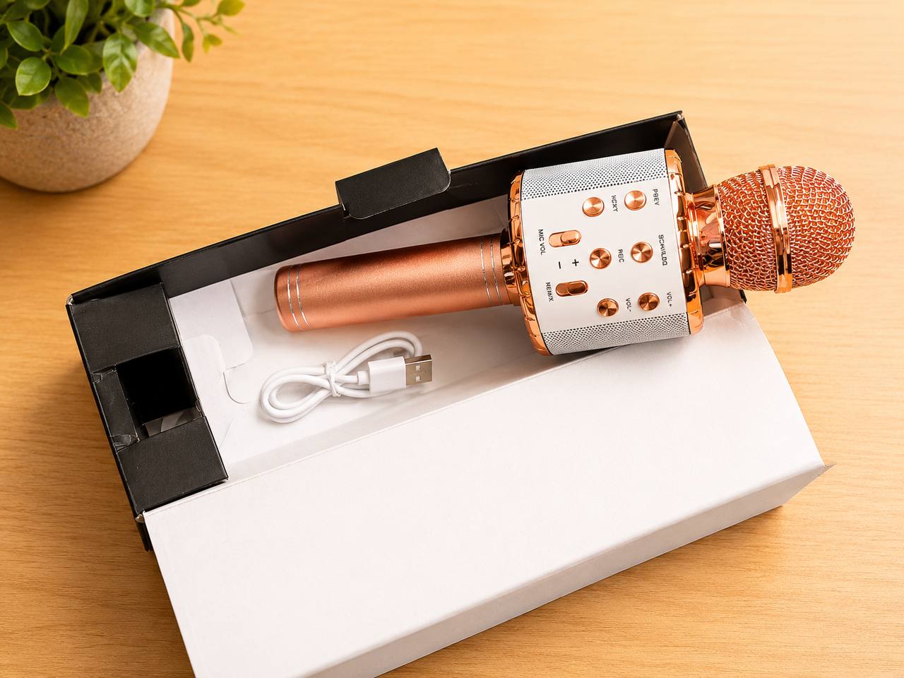 Bluetooth-микрофон для караоке с динамиком — Rose Gold