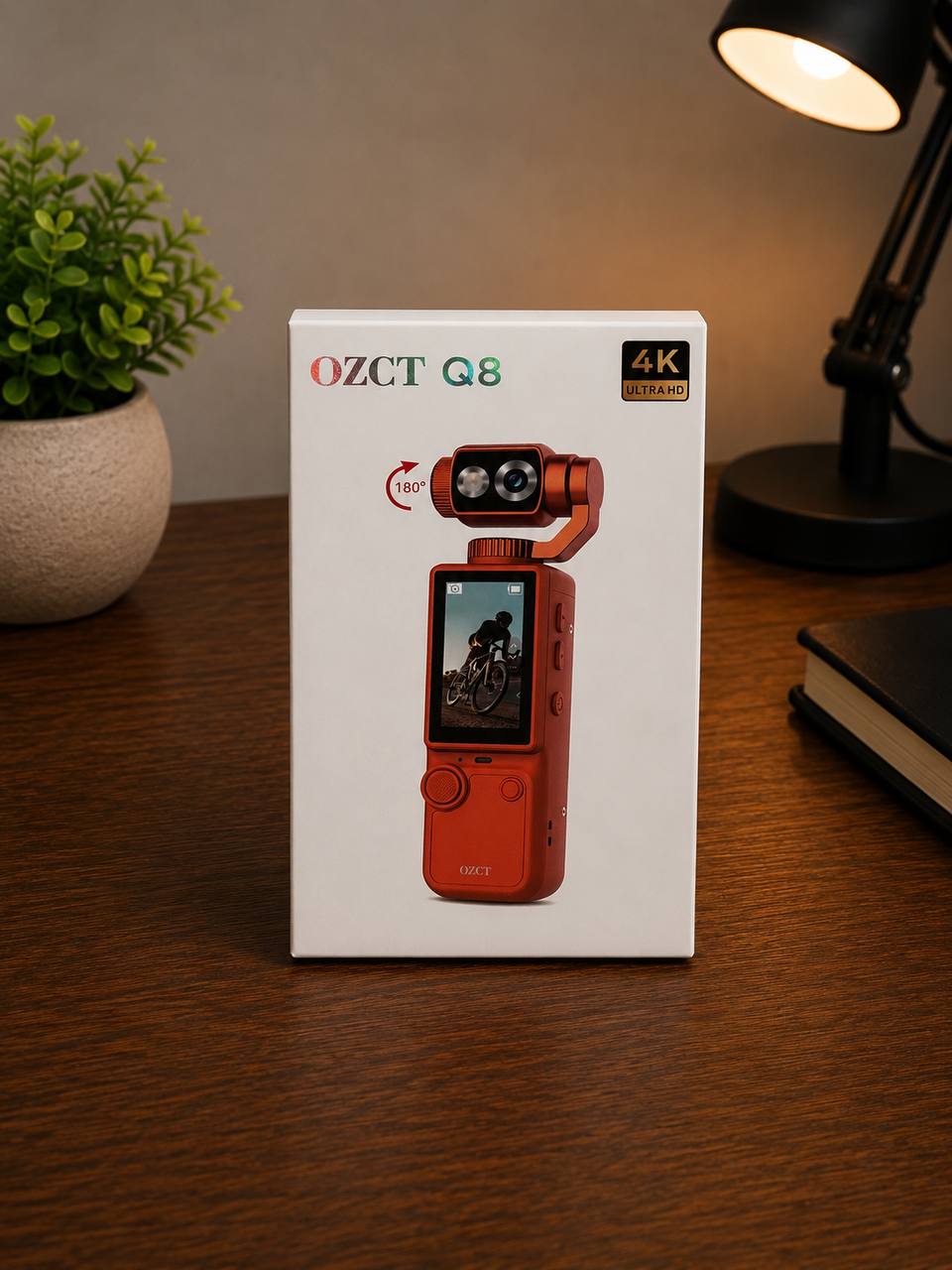 OZCT Q8 4K Camera with a 180° Rotating Lens and Screen